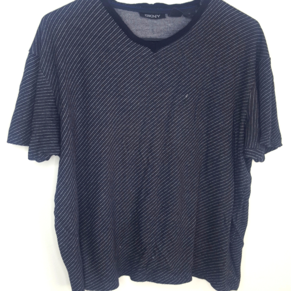 DKNY V-neck side striped shirt